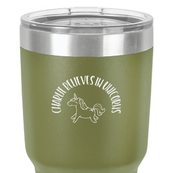 Unicorns 30 oz Stainless Steel Tumbler - Olive - Single-Sided (Personalized)
