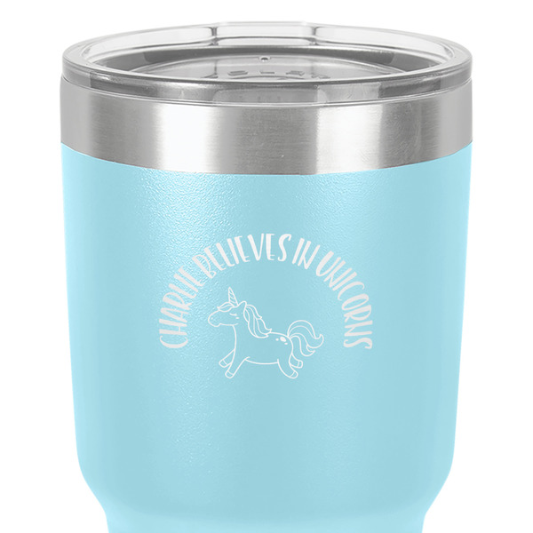 Unicorns 30 oz Stainless Steel Ringneck Tumbler - Teal - Close Up