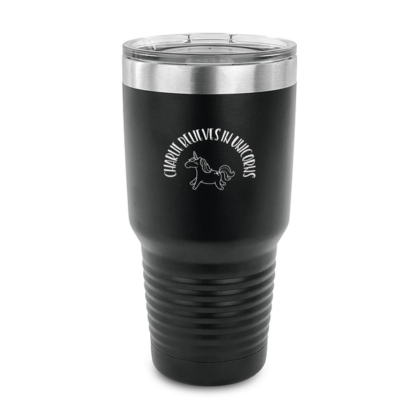 Custom Unicorns 30 oz Stainless Steel Tumbler - Black - Single Sided (Personalized)
