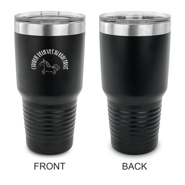 Unicorns 30 oz Stainless Steel Ringneck Tumblers - Black - Single Sided - APPROVAL