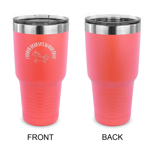 Unicorns 30 oz Stainless Steel Ringneck Tumblers - Coral - Single Sided - APPROVAL