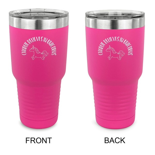 Custom Unicorns 30 oz Stainless Steel Tumbler - Pink - Double Sided (Personalized)
