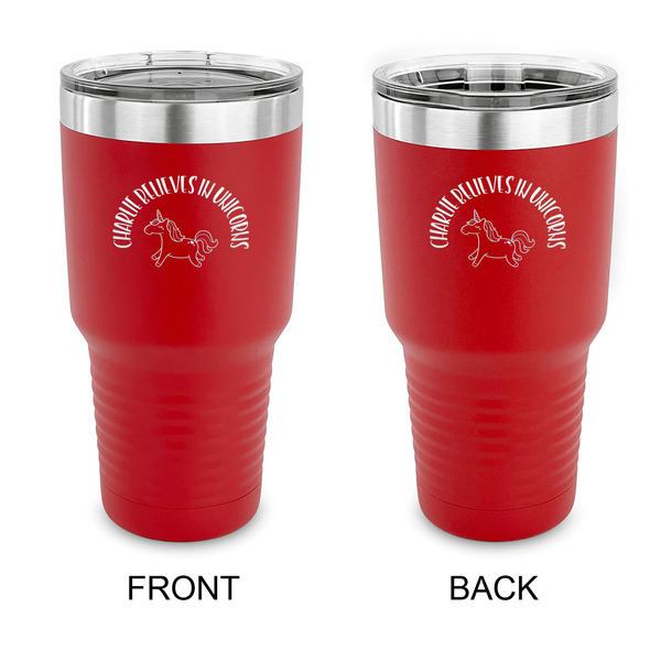 Custom Unicorns 30 oz Stainless Steel Tumbler - Red - Double Sided (Personalized)