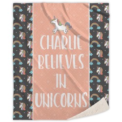 Unicorns Sherpa Throw Blanket (Personalized)