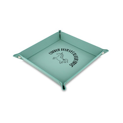 Unicorns 6" x 6" Teal Faux Leather Valet Tray (Personalized)