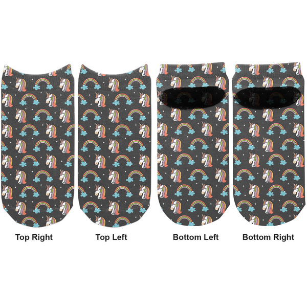 Unicorns Adult Ankle Socks - Double Pair - Front and Back - Apvl