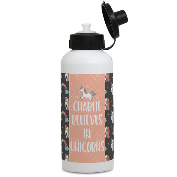 Custom Unicorns Water Bottles - Aluminum - 20 oz - White (Personalized)
