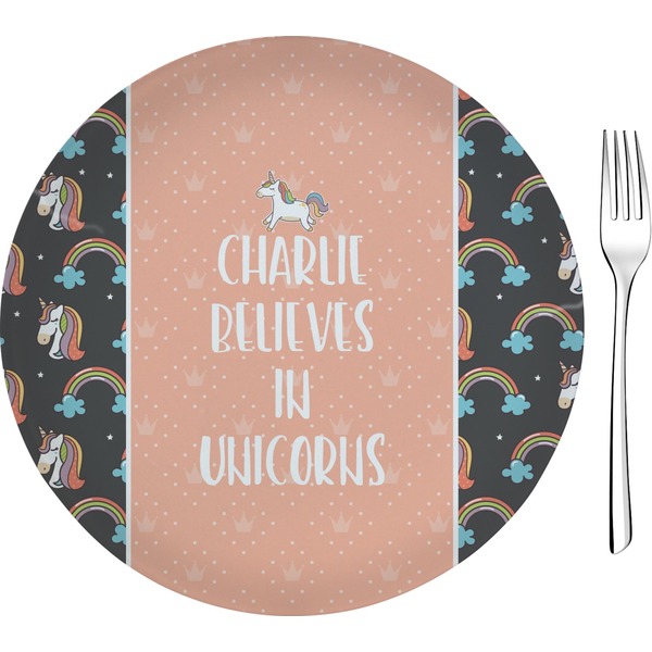 Custom Unicorns Glass Appetizer / Dessert Plate 8" (Personalized)