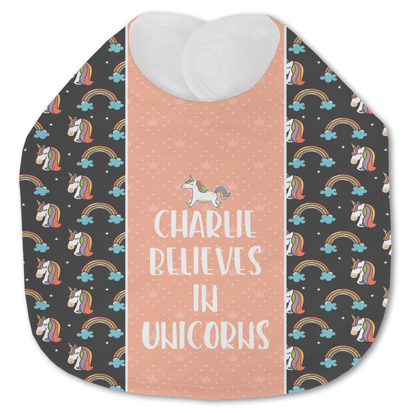 Custom Unicorns Jersey Knit Baby Bib w/ Name or Text