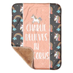 Unicorns Sherpa Baby Blanket - 30" x 40" w/ Name or Text