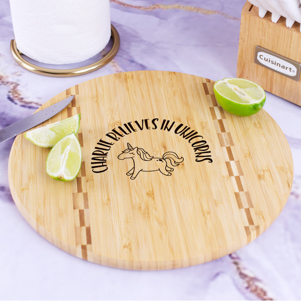 Unicorns Bamboo Cutting Board - In Context