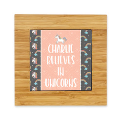 Unicorns Bamboo Trivet with Ceramic Tile Insert (Personalized)