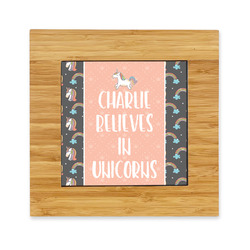 Unicorns Bamboo Trivet with Ceramic Tile Insert (Personalized)