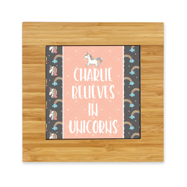 Custom Unicorns Bamboo Trivet with Ceramic Tile Insert (Personalized)
