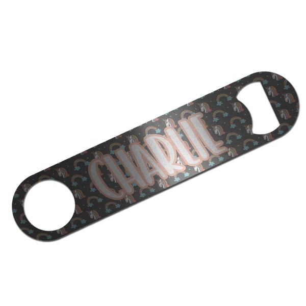 Custom Unicorns Bar Bottle Opener - Silver w/ Name or Text