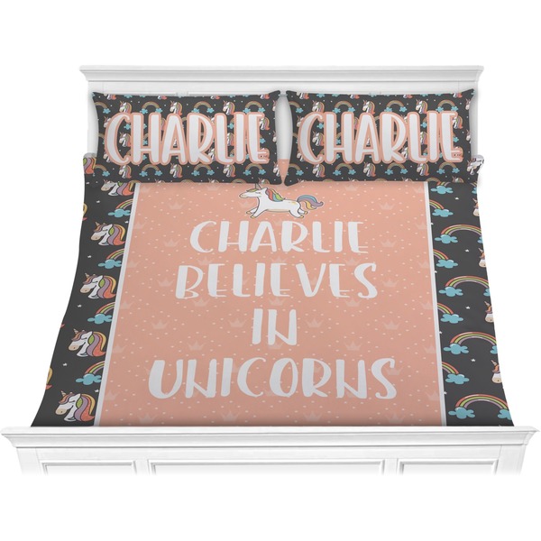 Custom Unicorns Comforter Set - King (Personalized)