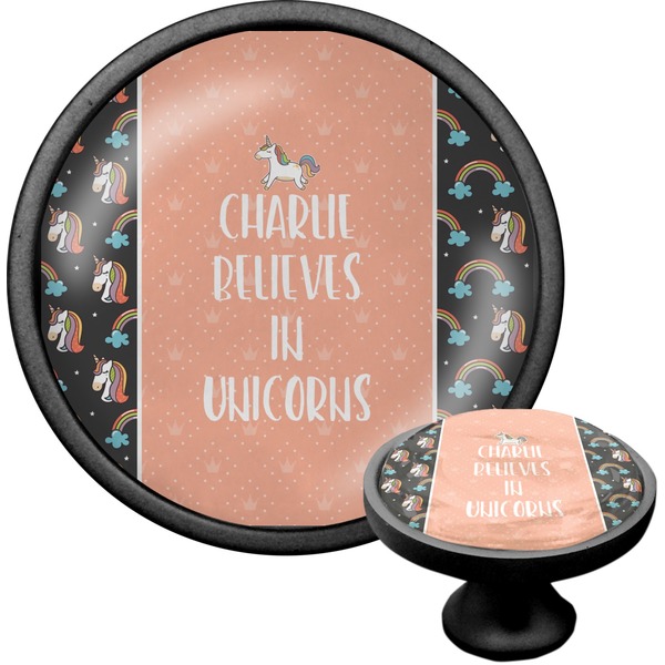 Custom Unicorns Cabinet Knob (Black) (Personalized)