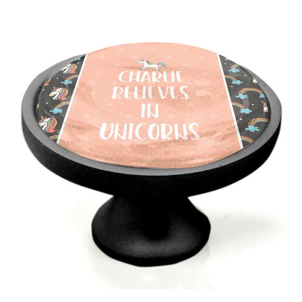 Unicorns Black Custom Cabinet Knob (Side)