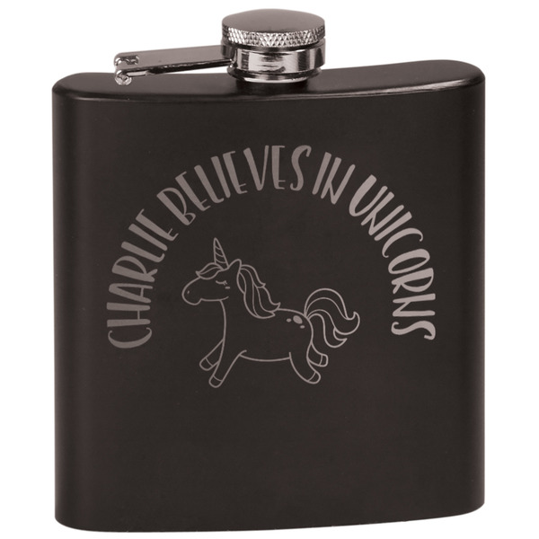 Custom Unicorns Black Flask Set (Personalized)