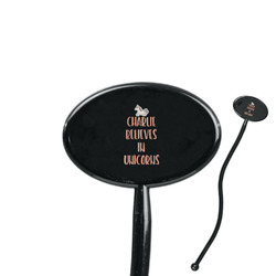 Unicorns 7" Oval Plastic Stir Sticks - Black - Single Sided (Personalized)