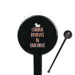 Unicorns 7" Round Plastic Stir Sticks - Black - Double Sided (Personalized)