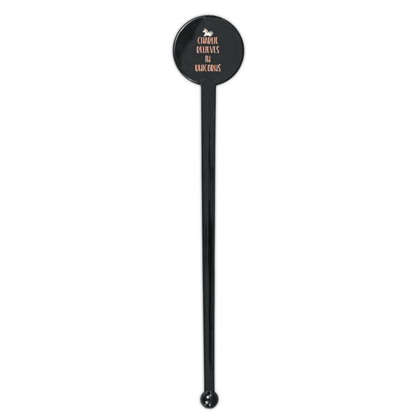 Unicorns Black Plastic 7" Stir Stick - Round - Single Stick