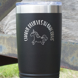 Unicorns 20 oz Stainless Steel Tumbler - Black - Single Sided (Personalized)