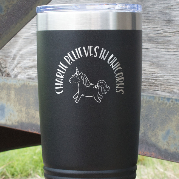 Unicorns Black Polar Camel Tumbler - 20oz - Close Up
