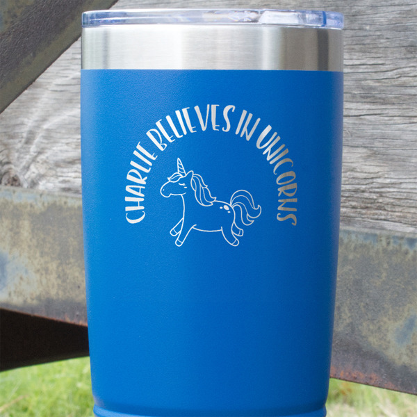 Unicorns Blue Polar Camel Tumbler - 20oz - Close Up