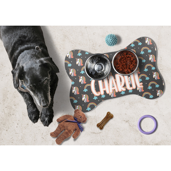 Unicorns Bone Shaped Mat w/ Food & Water