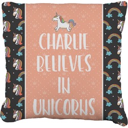Unicorns Faux-Linen Throw Pillow 16" (Personalized)