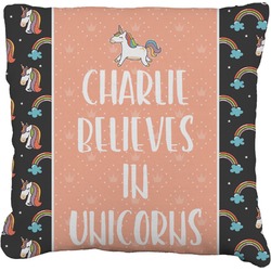Unicorns Faux-Linen Throw Pillow 18" (Personalized)