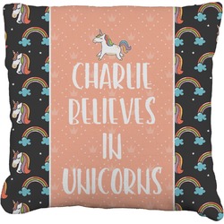 Unicorns Faux-Linen Throw Pillow 20" (Personalized)