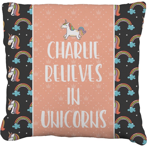 Custom Unicorns Faux-Linen Throw Pillow 20" (Personalized)