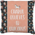 Unicorns Faux-Linen Throw Pillow 26" (Personalized)