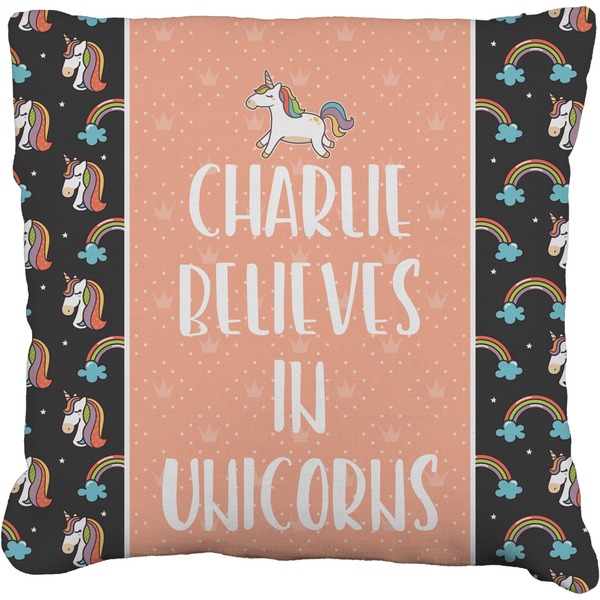 Custom Unicorns Faux-Linen Throw Pillow 26" (Personalized)