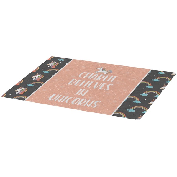 Unicorns Burlap Placemat (Angle View)