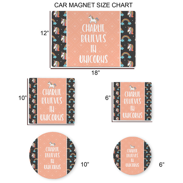 Unicorns Car Magnets - SIZE CHART
