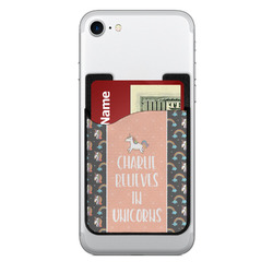 Unicorns 2-in-1 Cell Phone Credit Card Holder & Screen Cleaner (Personalized)