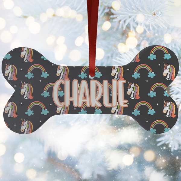 Custom Unicorns Ceramic Dog Ornament w/ Name or Text