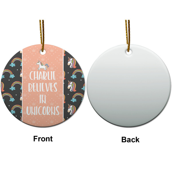 Unicorns Ceramic Flat Ornament - Circle Front & Back (APPROVAL)