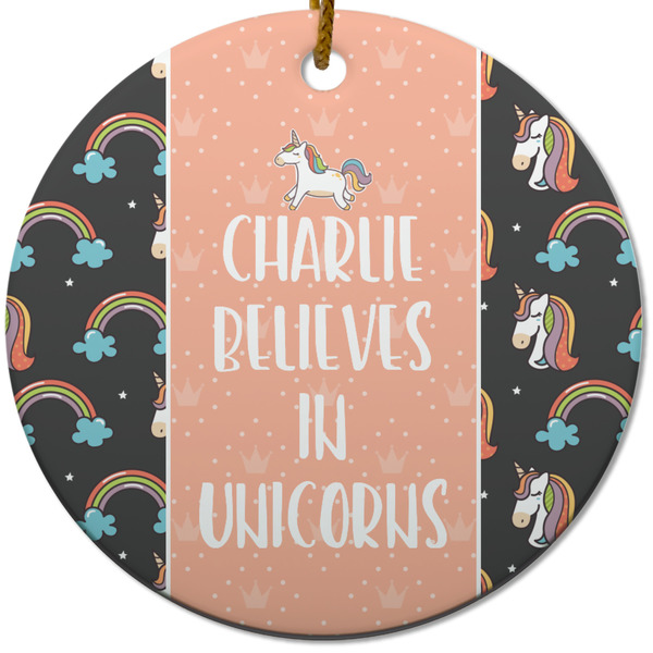 Unicorns Ceramic Flat Ornament - Circle (Front)