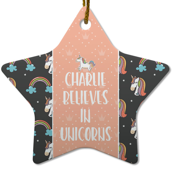 Unicorns Ceramic Flat Ornament - Star (Front)