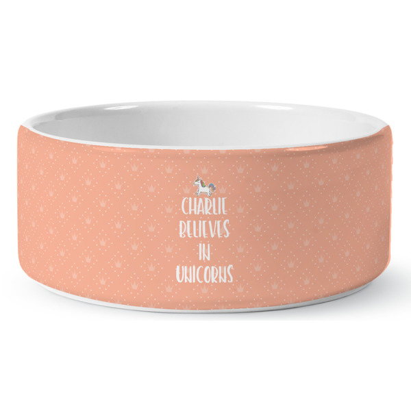 Custom Unicorns Ceramic Dog Bowl - Medium (Personalized)