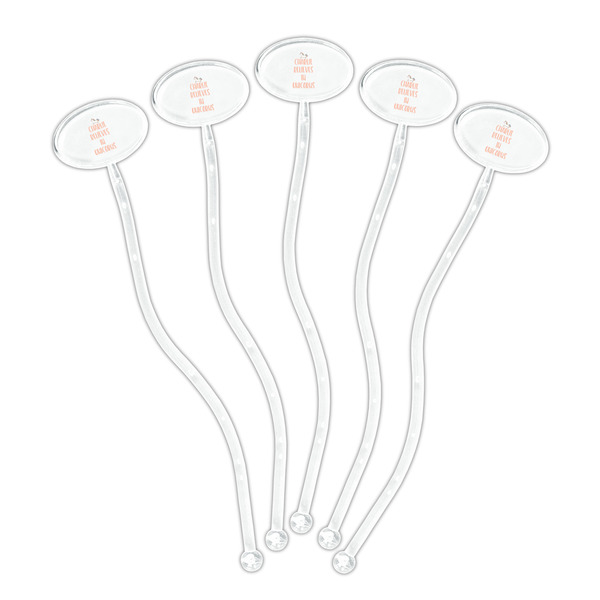 Unicorns Clear Plastic 7" Stir Stick - Oval - Fan