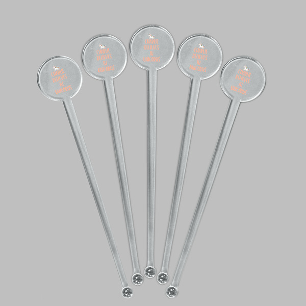 Unicorns Clear Plastic 7" Stir Stick - Round - Fan View