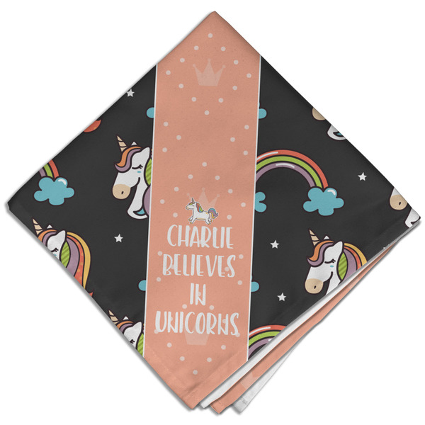 Custom Unicorns Cloth Dinner Napkin - Single w/ Name or Text