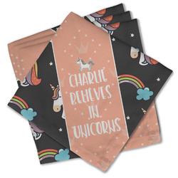 Unicorns Cloth Cocktail Napkins - Set of 4 w/ Name or Text