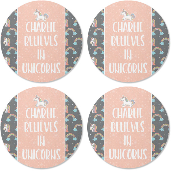 Unicorns Coaster Round Rubber Back - Apvl