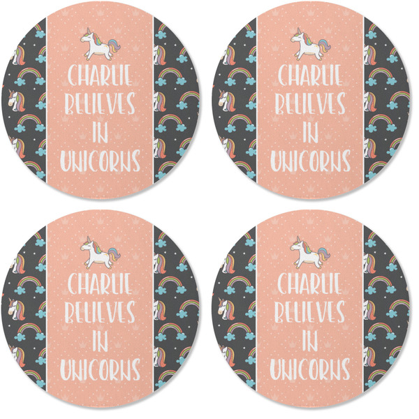 Unicorns Coaster Round Rubber Back - Apvl
